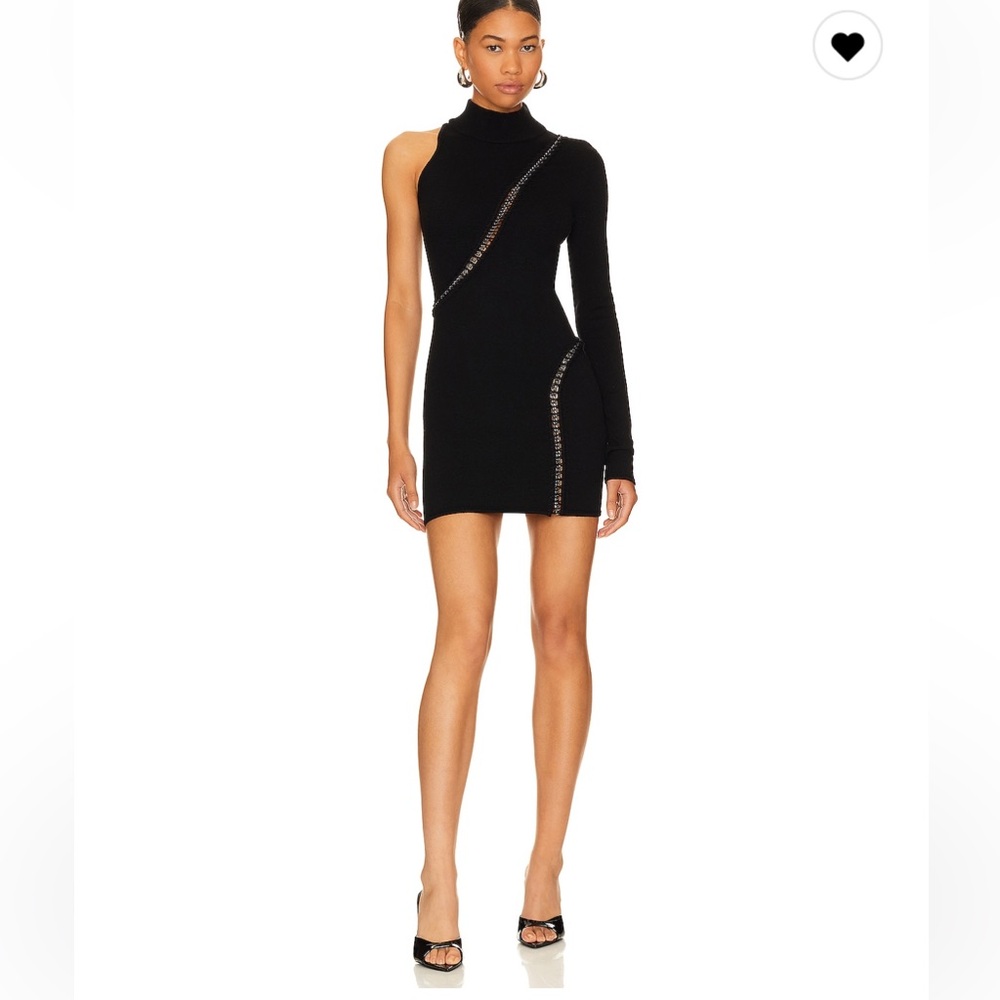 Nellie Chain Laced Mini Dress in Black